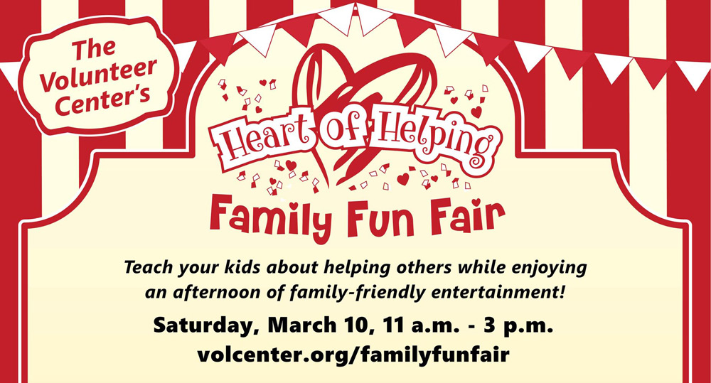 Teach your kids about helping others while enjoying an afternoon of family-friendly entertainment at the Volunteer Center's second annual Heart of Helping Family Fun Fair!